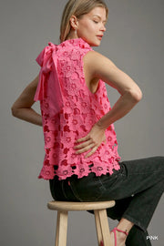 Sofie Embroidered Floral Lace Back Bow Top