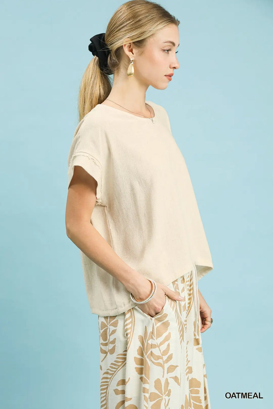 Karltyn Linen Drawstring Hem Top