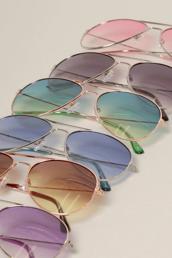 Jetstream Classic Lightweight Round Colored Lenses Aviator Sunglasses