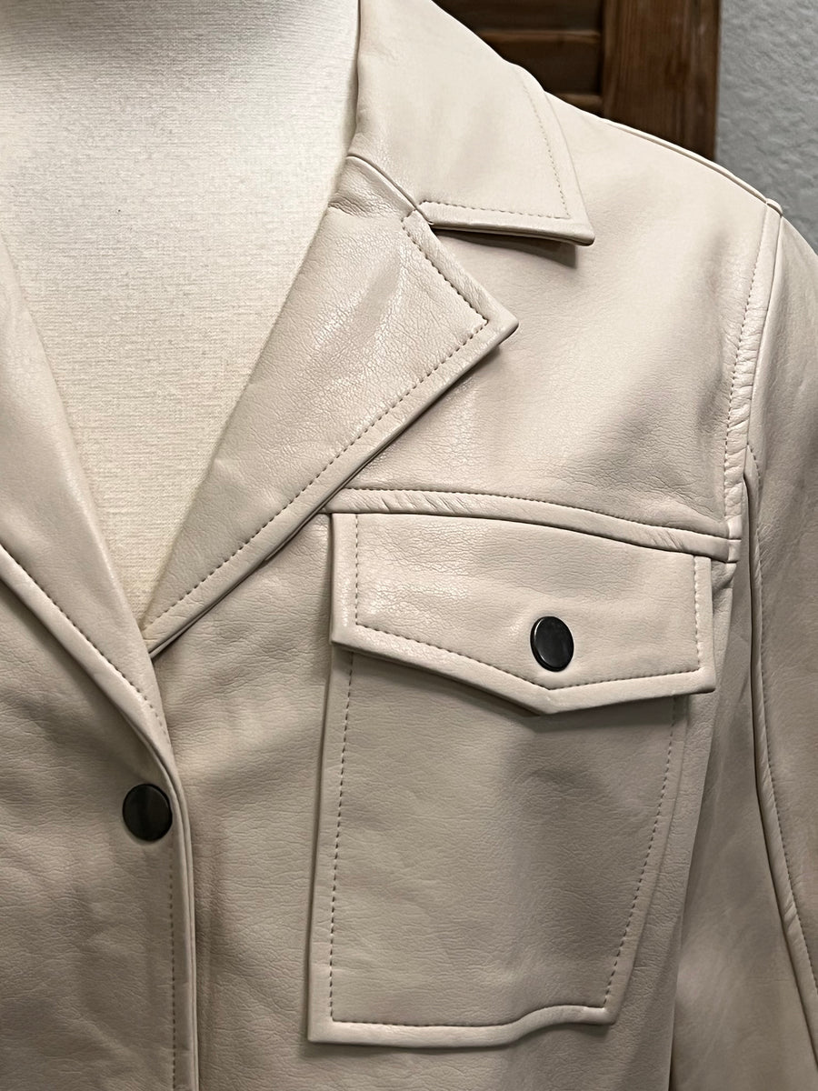 Kelsey Soft Vegan Leather Collared Crop Jacket