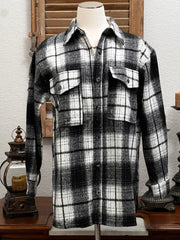 Tonya Brushed Plaid Button Front Shacket Shirt Jacket