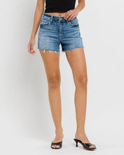 Vervet High Rise Raw Hem Denim Shorts