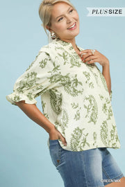 Romantic Paisley Smocked V-Neckline Top