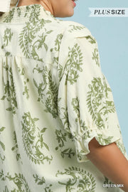 Romantic Paisley Smocked V-Neckline Top