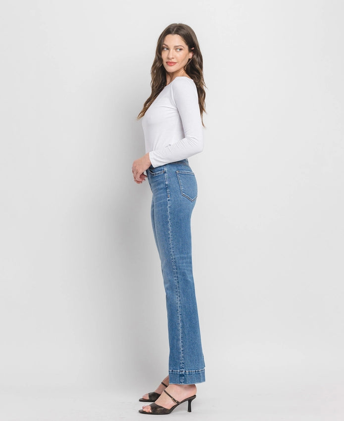 Gambler High Rise Trouser Hem Relaxed Flare Jeans