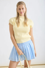 Tricia Mock Neck Short Sleeve Sweater Top
