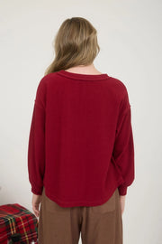 Cherilynn Long Sleeve Button Henley Luxe Knit Top