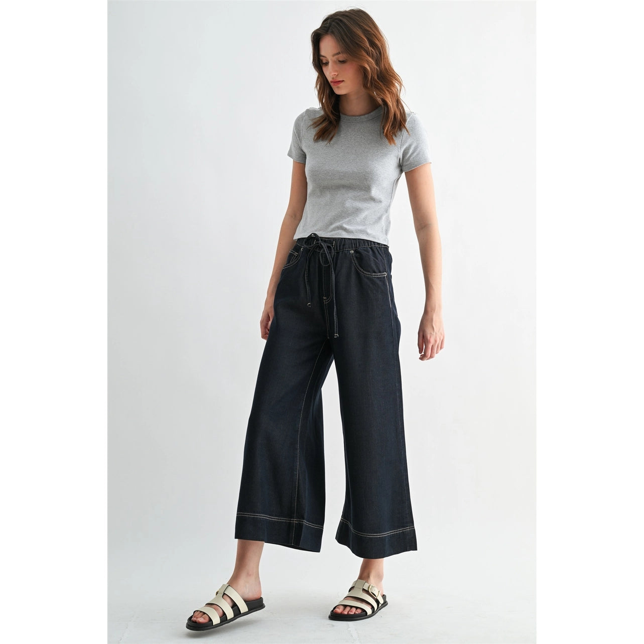 Happy Days High Rise Cropped Wide Leg Jogger by Mica Denim