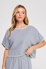 Kerrigan Dolman Short Sleeve Linen Top