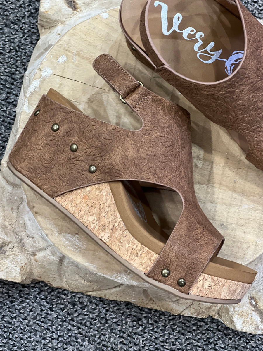 Wally Tooled Cork Wedge Sandal