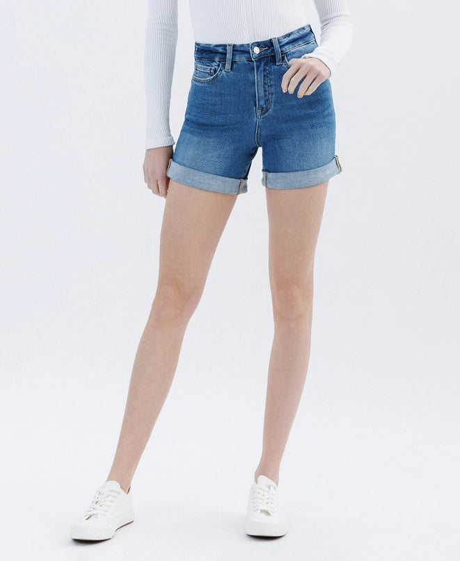 Vervet Super High Rise Rolled Cuff Denim Shorts