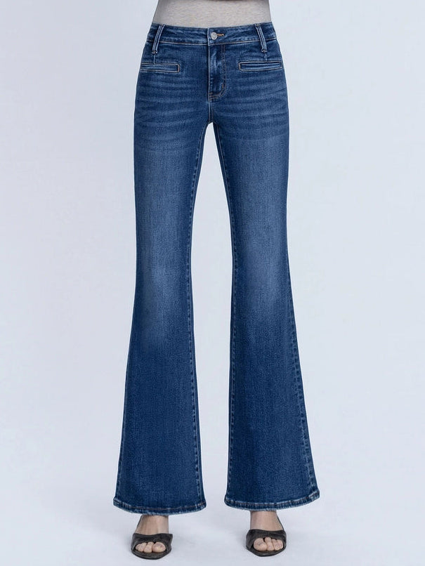 Choosin' Texas Mid-Rise Easy Flare Jeans