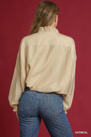 Angelica Ruffled V-Neckline Bubble Blouse Top