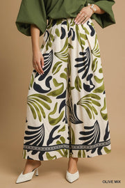 Gretel Boho Leaf Wide Leg Resort Pant
