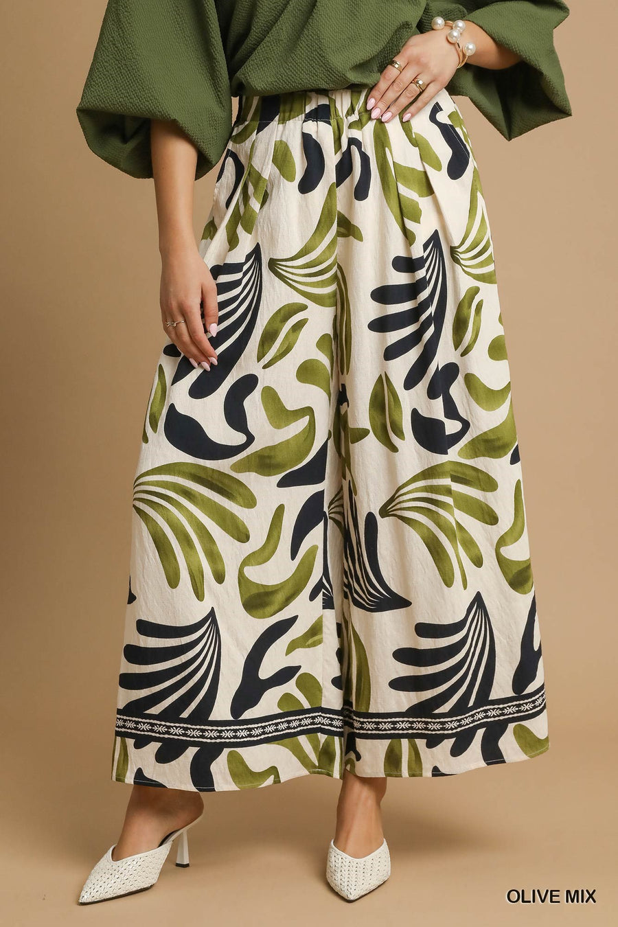 Gretel Boho Leaf Wide Leg Resort Pant