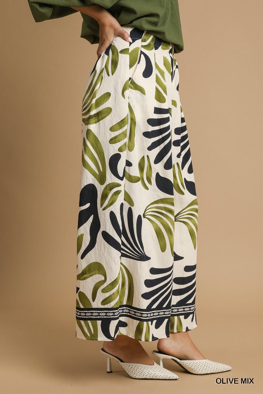 Gretel Boho Leaf Wide Leg Resort Pant