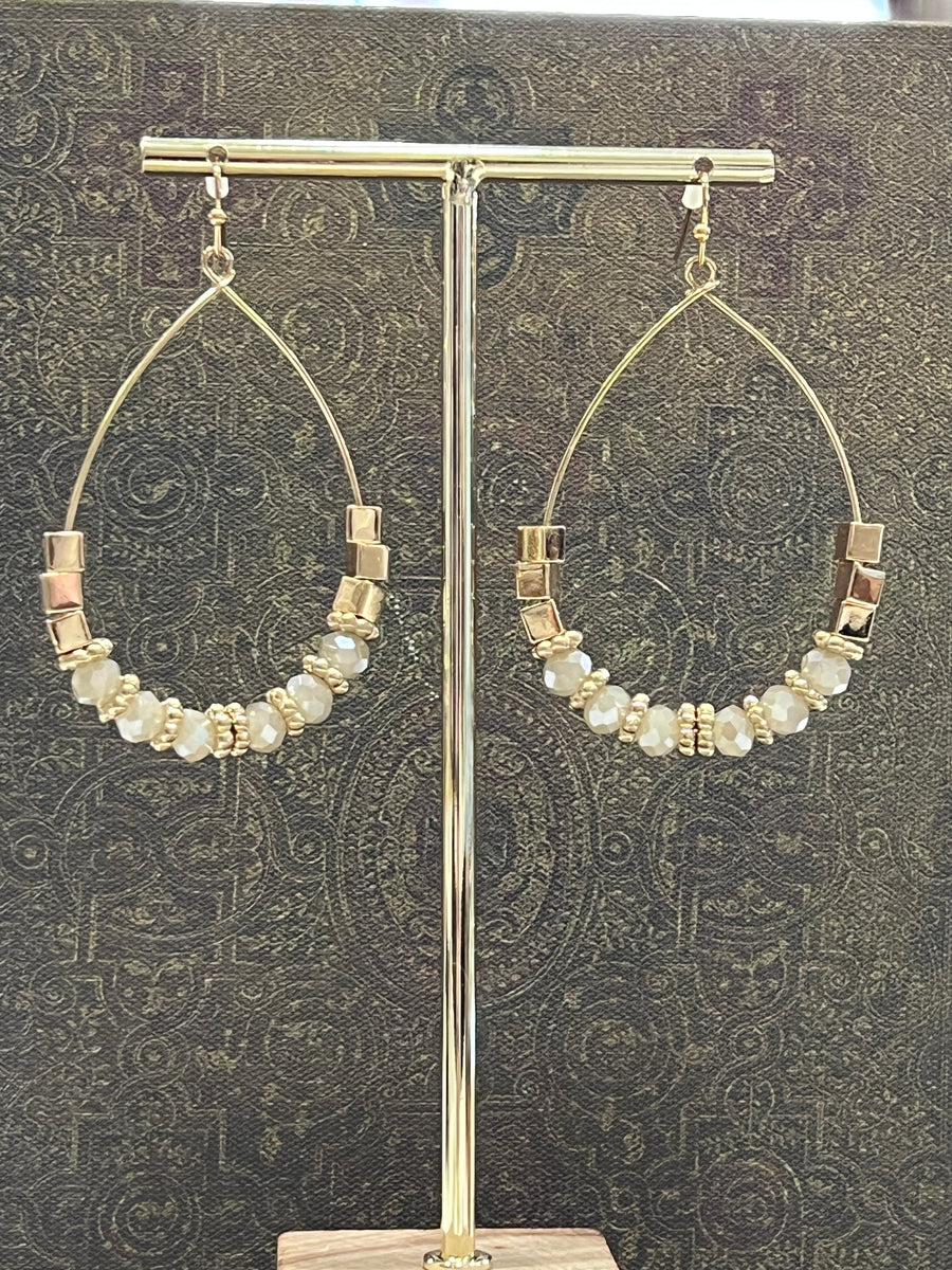 Slide Crystal Beaded Teardrop Earrings