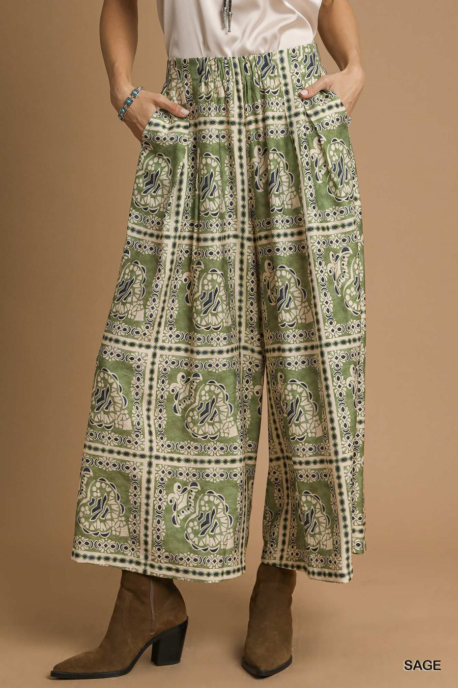 Florence Batik Tiles Print Palazzo Pants