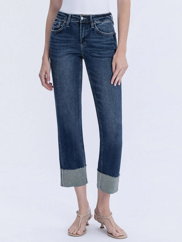 Valley Girl High Rise Cuffed Crop Slim Straight Jeans