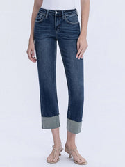 Valley Girl High Rise Cuffed Crop Slim Straight Jeans