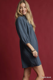 LaRosa Floral Embossed Texture Mini Dress