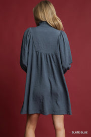 LaRosa Floral Embossed Texture Mini Dress