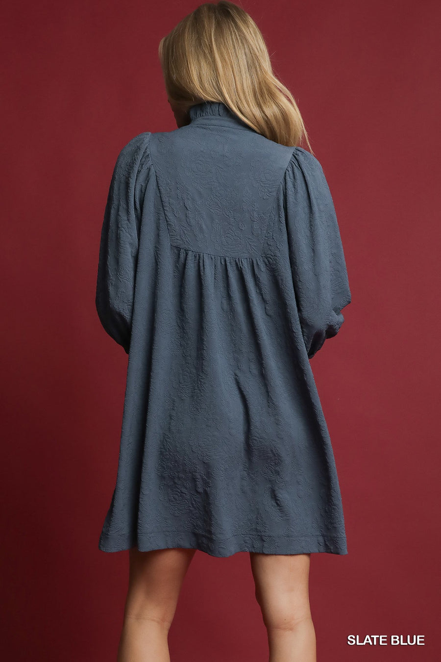 LaRosa Floral Embossed Texture Mini Dress