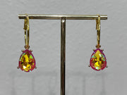 Large Crystal Teardrop Gold Hoop Earrings
