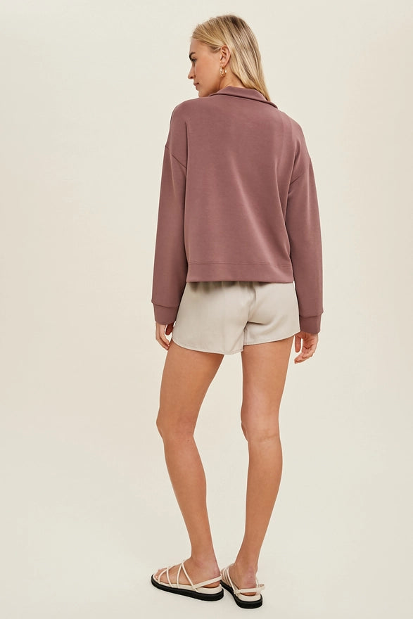 Belle Half Zip Pullover with Side Slits