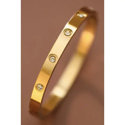 18K Gold Plated Waterproof Stainless Steel Hinged Bangle Bracelet