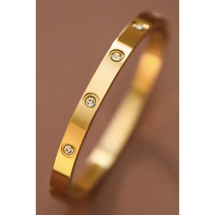 18K Gold Plated Waterproof Stainless Steel Hinged Bangle Bracelet