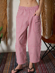 Rizzy Red Ticking Stripe Barrel Pants