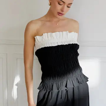 Flirty Ruffle Strapless Smocked Top and Pant Set
