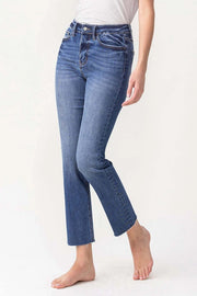 Clyde High Rise Slim Straight Raw Hem Ankle Crop Jeans