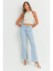 High Rise Flare with Scissor Cut Hem Jeans