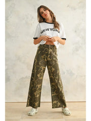 Military Wide Leg Olive Camo Pants