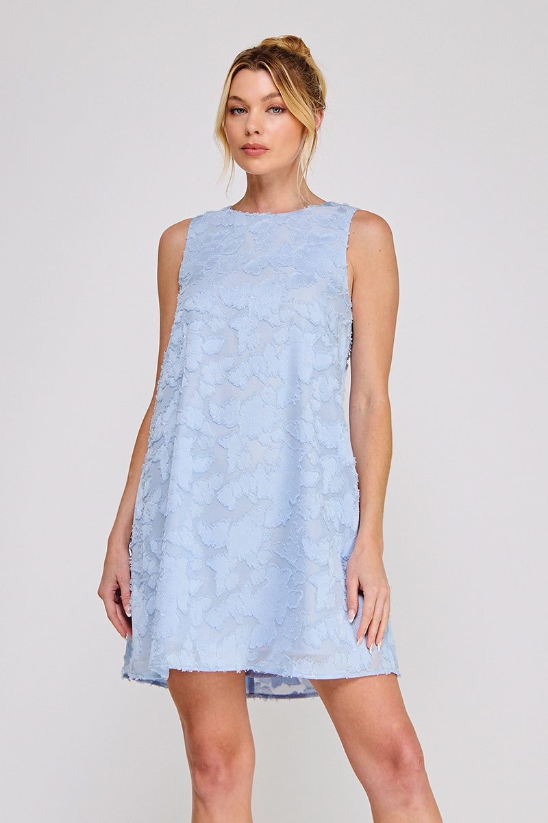 Melanie Floral Clip Jacquard Sleeveless A-Line Mini Dress