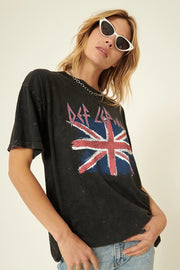 Def Leppard Union Jack Logo Distressed Graphic Tee