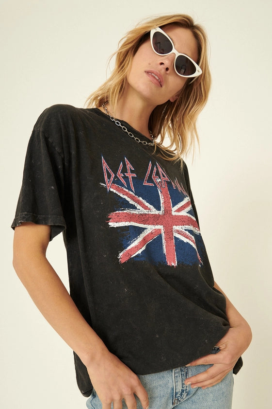 Def Leppard Union Jack Logo Distressed Graphic Tee