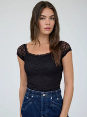 Kira Fitted Lace Knit Top