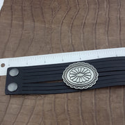 Western Concho Multi Strand Leather Cuff Bracelet
