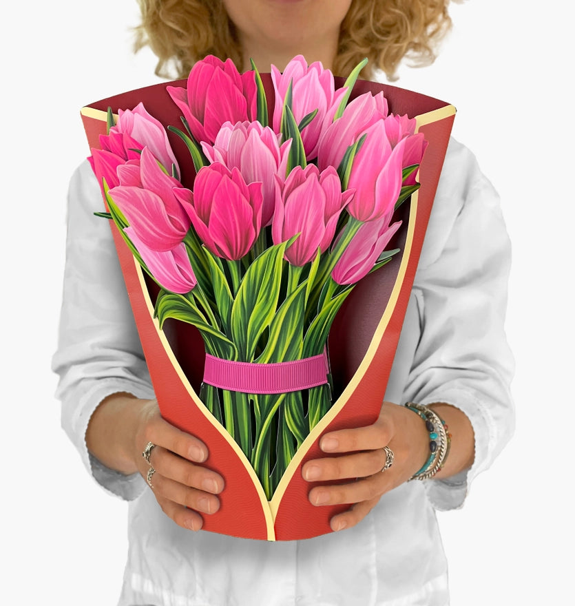 Pink Tulips Pop Up Bouquet Card