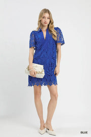 Blue Bayou Lace Overlay Mini Dress