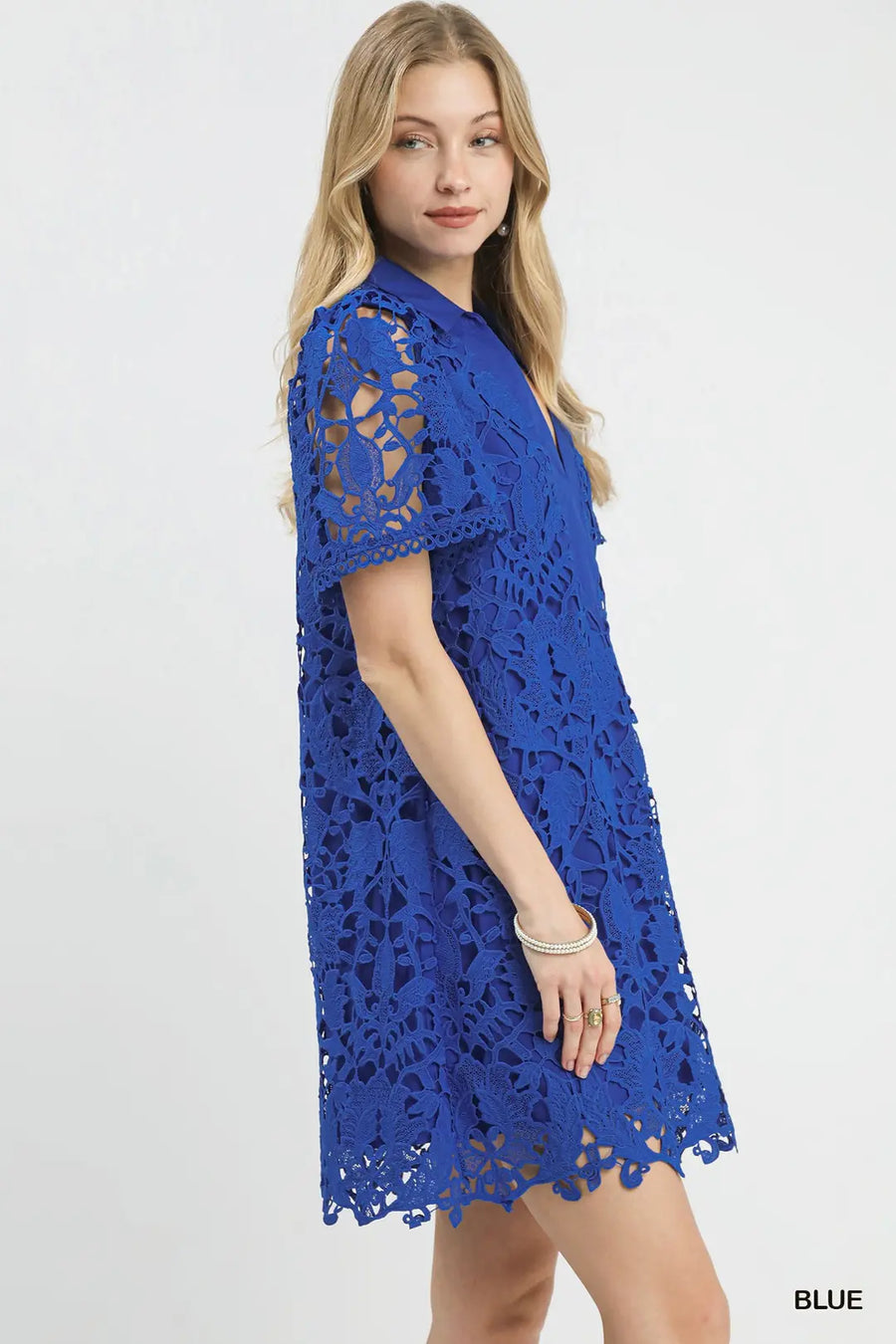 Blue Bayou Lace Overlay Mini Dress