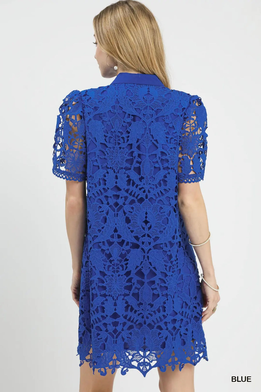 Blue Bayou Lace Overlay Mini Dress