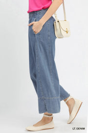 Julie Stone Wash Denim Wide Leg Pants