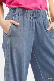 Julie Stone Wash Denim Wide Leg Pants