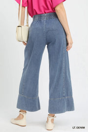 Julie Stone Wash Denim Wide Leg Pants