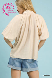 Madrid Puff Sleeve Fiesta Folk Art Embroidered Blouse Top