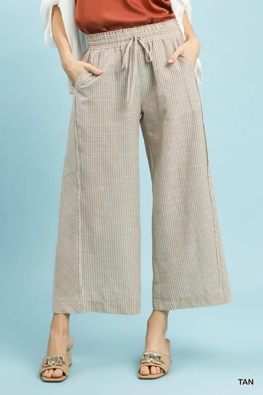 Skipper Linen Blend Striped Wide Leg Pants